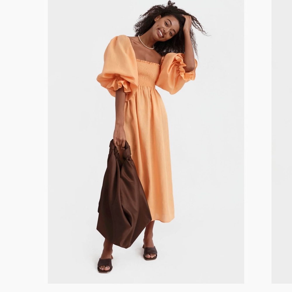 Sleeper Atlanta linen dress in coral